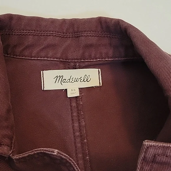 Madewell coverall jumpsuit size XS plum color 100%cotton 6 pockets - Picture 13 of 14